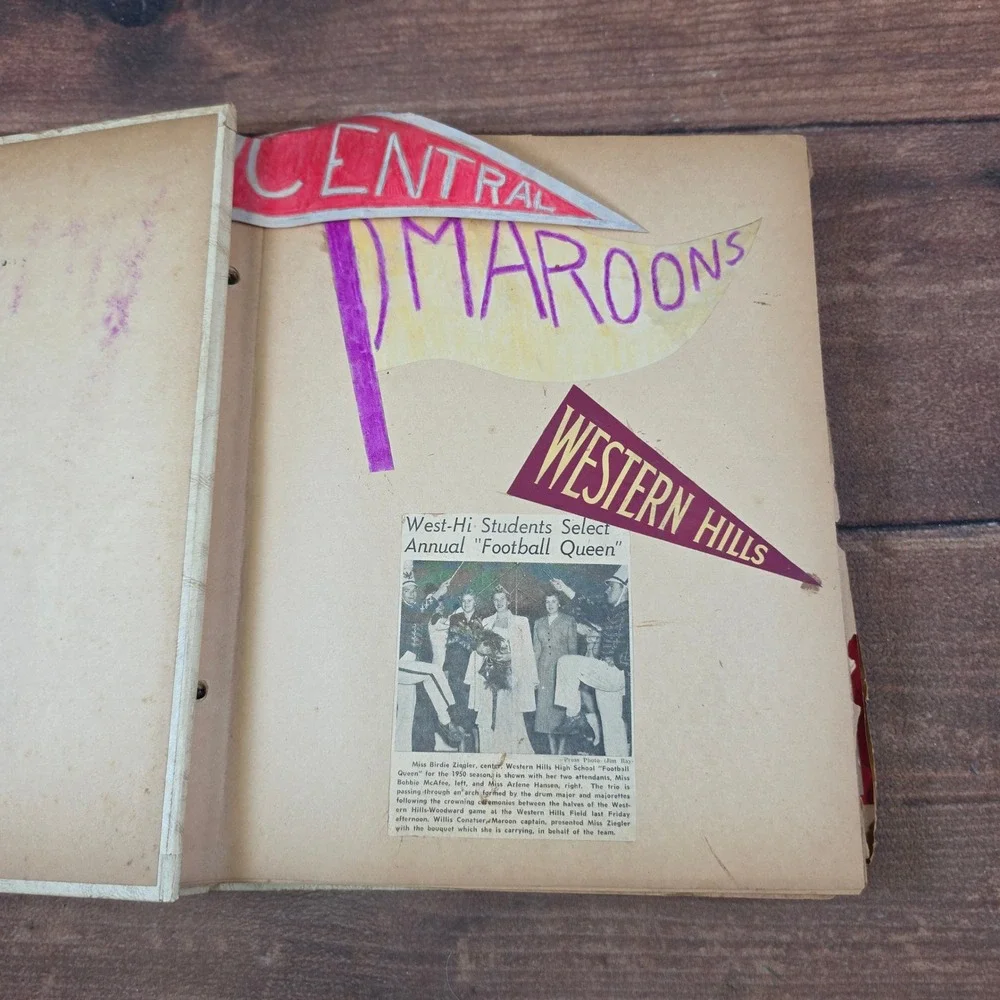 Vintage Scrapbook 1940s 1950s Ephemera Cincinnati Ohio Good Valentines Sports